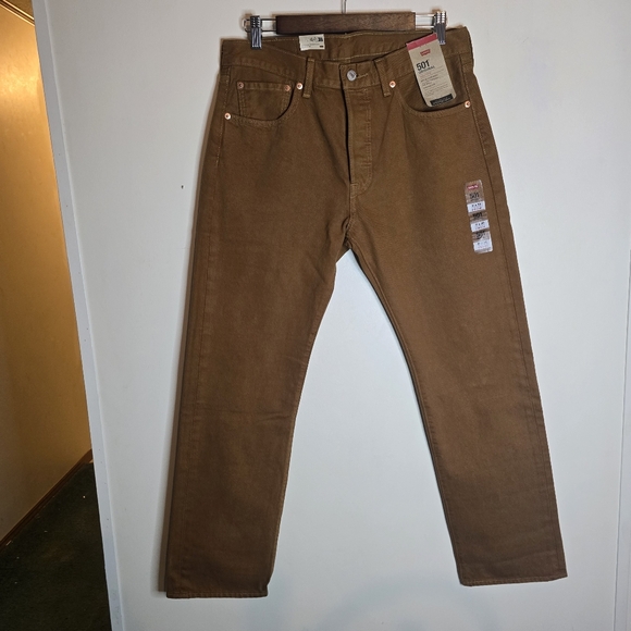 Levi's 501 Original Men's Brown Golden Cotton Stretch Jeans 36×29 NWT - Picture 1 of 7
